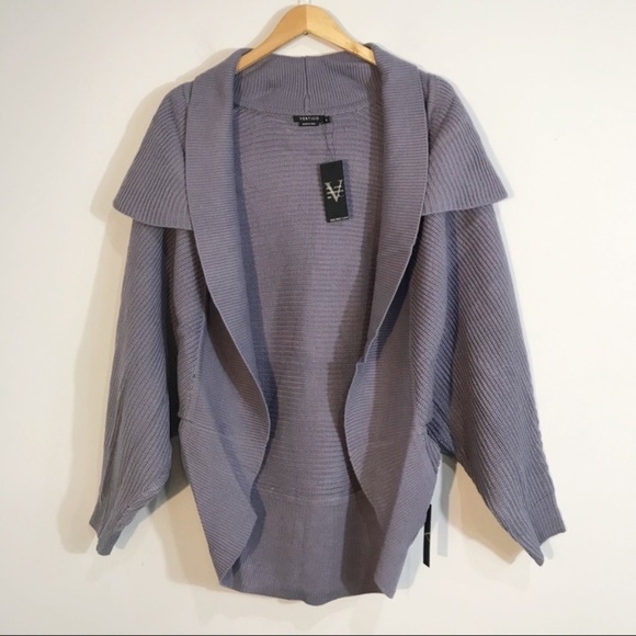 VERTIGO Paris Rib Knit Cocoon Sweater Purple XL - Picture 4 of 11